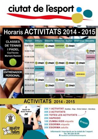 ACTIVIDADES CIUTAT DE L´ESPORT 2014-15