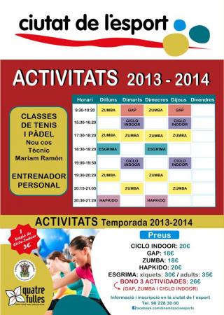 ACTIVIDADES CIUTAT DE L´ESPORT TEMPORADA 2013-14