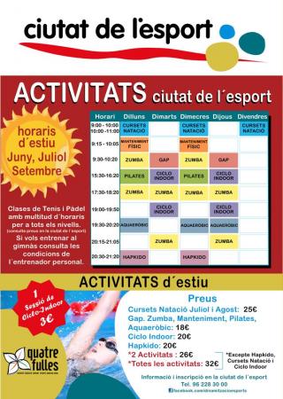 ACTIVITATS  ESTIU CIUTAT DE L´ESPORT