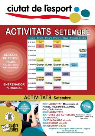 ACTIVITATS SETEMBRE CIUTAT DE L´ESPORT